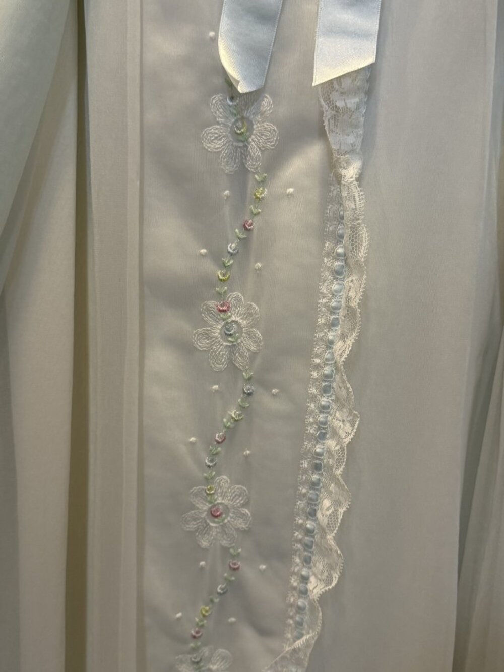 Vintage Powder Blue Lace Peignoir Set Sheer Nightgown & Matching Robe Romantic - Picture 9 of 12